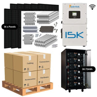 14.4kW Complete Solar Power System - Sol-Ark 15K + [28.6kWh-30.72kWh Lithium Battery Bank] + 36 x 400W Mono Solar Panels | Includes Schematic [HPK-MAX]