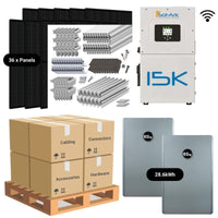 14.4kW Complete Solar Power System - Sol-Ark 15K + [28.6kWh-30.72kWh Lithium Battery Bank] + 36 x 400W Mono Solar Panels | Includes Schematic [HPK-MAX]