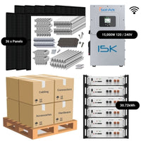 14.76kW Complete Solar Power System - Sol-Ark 15K + [28.6kWh-30.72kWh Lithium Battery Bank] + 36 x 410W Mono Solar Panels | Includes Schematic [HPK-MAX]