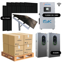 14.76kW Complete Solar Power System - Sol-Ark 15K + [28.6kWh-30.72kWh Lithium Battery Bank] + 36 x 410W Mono Solar Panels | Includes Schematic [HPK-MAX]