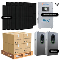 14.76kW Complete Solar Power System - Sol-Ark 15K + [28.6kWh-30.72kWh Lithium Battery Bank] + 36 x 410W Mono Solar Panels | Includes Schematic [HPK-MAX]