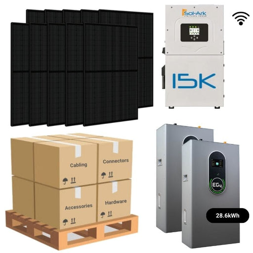 14.4kW Complete Solar Power System - Sol-Ark 15K + [28.6kWh-30.72kWh Lithium Battery Bank] + 36 x 400W Mono Solar Panels | Includes Schematic [HPK-MAX]