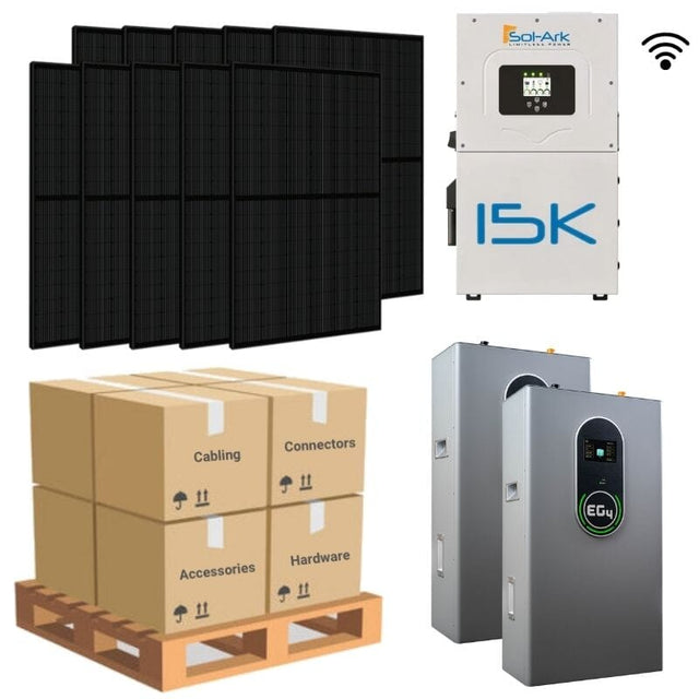 14.4kW Complete Solar Power System - Sol-Ark 15K + [28.6kWh-30.72kWh Lithium Battery Bank] + 36 x 400W Mono Solar Panels | Includes Schematic [HPK-MAX] - ShopSolar.com