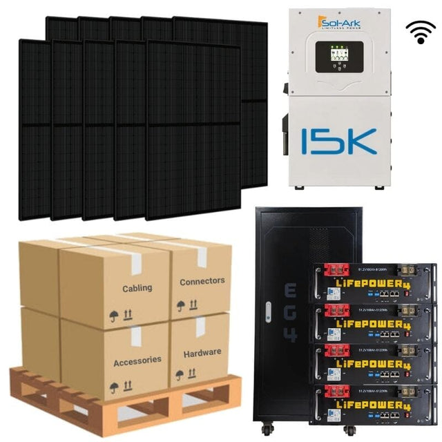 7.2kW Complete Solar Power System - Sol-Ark 15K + [20.48kWh - 28.6kWh Lithium Battery Bank] + 18 x 400W Mono Solar Panels | Includes Schematic [HPK-PLUS] - ShopSolar.com