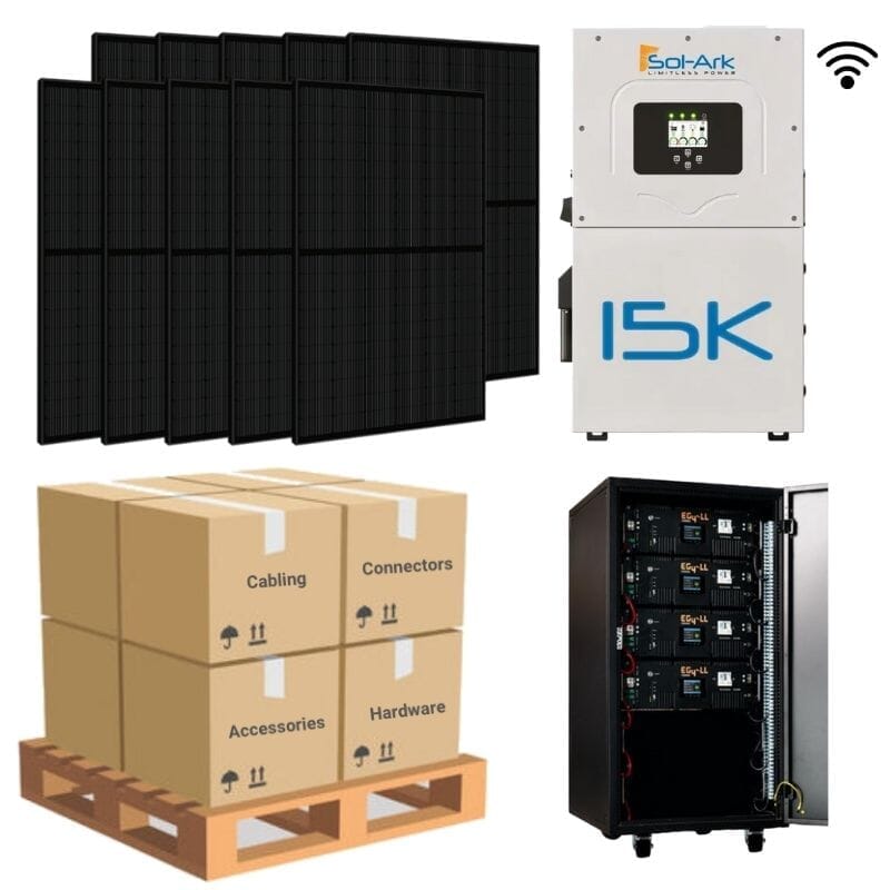 9.6kW Complete Solar Power System - Sol-Ark 15K + [20.4kWh Lithium Battery Bank] + 24 x 400W Mono Solar Panels | Includes Schematic [HPK-PLUS] - ShopSolar.com