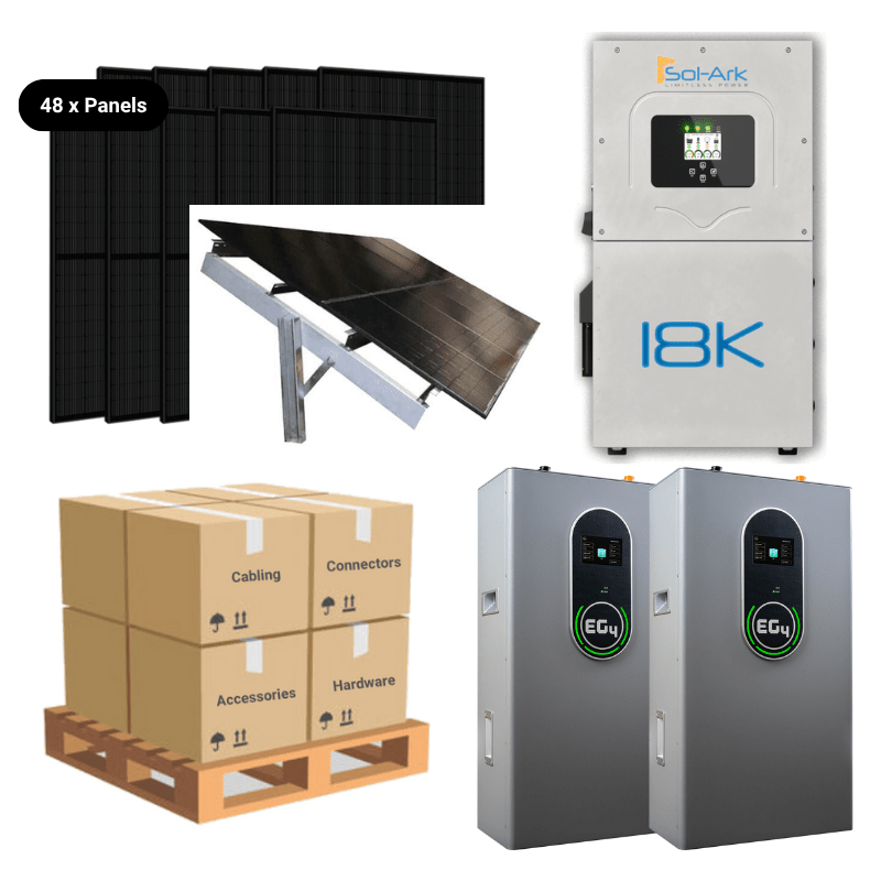 2 x EG4 WallMount INDOOR [28.6kWh] - Budget-Friendly / Ground Mount - Seasonal Adjust [SkyRack HD]