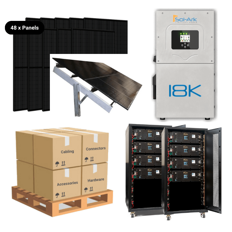 8 x EG4-LL-S Server Rack [40.96kWh] - Premium / Ground Mount - Seasonal Adjust [SkyRack HD]