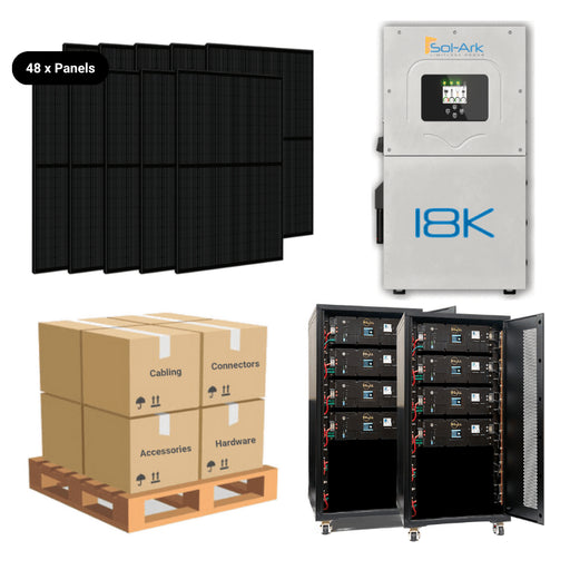 19.68kW Complete Solar Power System - Sol-Ark 18K + [28.6kWh-40.96kWh Battery Bank] + 48 x 410W Solar Panels + Setup Schematic [HPK-PRO]