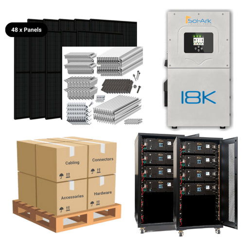 19.68kW Complete Solar Power System - Sol-Ark 18K + [28.6kWh-40.96kWh Battery Bank] + 48 x 410W Solar Panels + Setup Schematic [HPK-PRO]