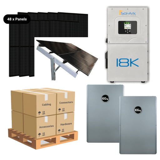 19.68kW Complete Solar Power System - Sol-Ark 18K + [28.6kWh-40.96kWh Battery Bank] + 48 x 410W Solar Panels + Setup Schematic [HPK-PRO]