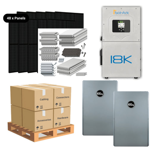 19.68kW Complete Solar Power System - Sol-Ark 18K + [28.6kWh-40.96kWh Battery Bank] + 48 x 410W Solar Panels + Setup Schematic [HPK-PRO]