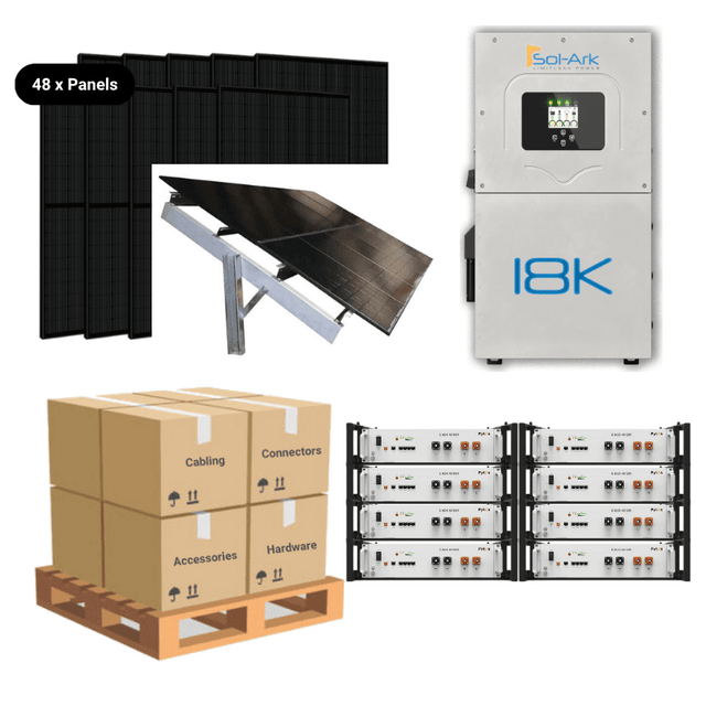 19.68kW Complete Solar Power System - Sol-Ark 18K + [28.6kWh-40.96kWh Battery Bank] + 48 x 410W Solar Panels + Setup Schematic [HPK-PRO]