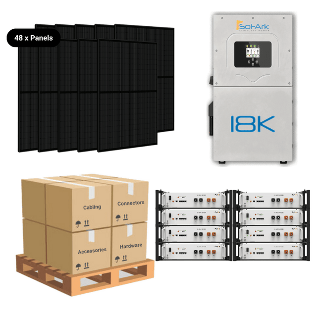 19.68kW Complete Solar Power System - Sol-Ark 18K + [28.6kWh-40.96kWh Battery Bank] + 48 x 410W Solar Panels + Setup Schematic [HPK-PRO] - ShopSolar: Complete Solar Kits + Lifetime Customer Support