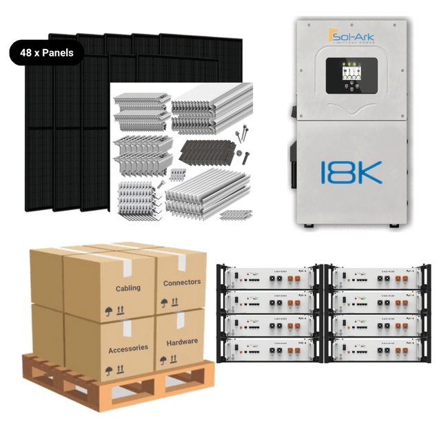 19.68kW Complete Solar Power System - Sol-Ark 18K + [28.6kWh-40.96kWh Battery Bank] + 48 x 410W Solar Panels + Setup Schematic [HPK-PRO]