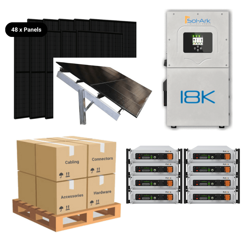 8 x PYTES V5 Server Rack [40.96kWh] - Code Compliant - Premium - Closed Loop / Ground Mount - Seasonal Adjust [SkyRack HD]
