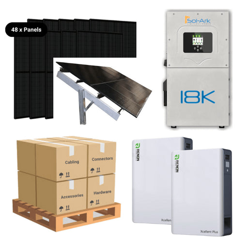 19.68kW Complete Solar Power System - Sol-Ark 18K + [28.6kWh-40.96kWh Battery Bank] + 48 x 410W Solar Panels + Setup Schematic [HPK-PRO]