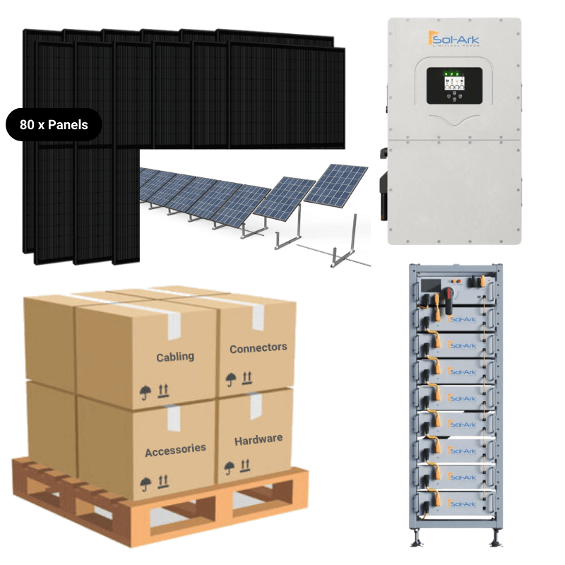 30kW Complete Solar Kit - Sol-Ark 30K Inverter + 60kWh Lithium Battery - High-Voltage - HVK-MAX - ShopSolar: Complete Solar Kits + Lifetime Customer Support