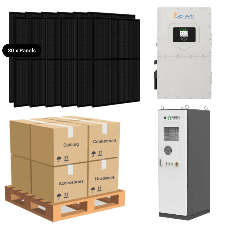 30kW Complete Solar Kit - Sol-Ark 30K Inverter + 60kWh Lithium Battery - High-Voltage - HVK-MAX - ShopSolar: Complete Solar Kits + Lifetime Customer Support