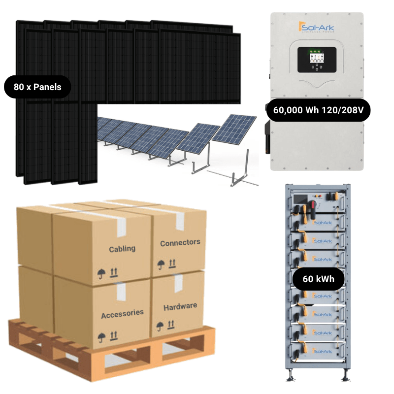 60kW Complete Solar Kit - Sol-Ark 60K Inverter - 60kWh Lithium Battery - High-Voltage - HVK-PRO - ShopSolar: Complete Solar Kits + Lifetime Customer Support