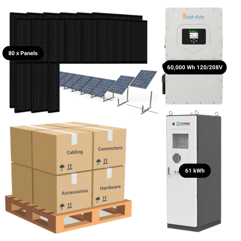 60kW Complete Solar Kit - Sol-Ark 60K Inverter - 60kWh Lithium Battery - High-Voltage - HVK-PRO - ShopSolar: Complete Solar Kits + Lifetime Customer Support