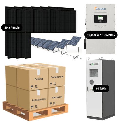60kW Complete Solar Power System + Sol-Ark 60K Inverter + 60kWh Lithium Battery (Sol-Ark or RENON) + 80 x 415W Solar Panels + Setup Diagram [HVK-PRO] - ShopSolar: Complete Solar Kits + Lifetime Customer Support