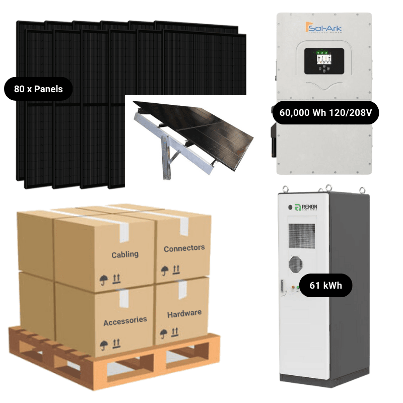 60kW Complete Solar Kit - Sol-Ark 60K Inverter - 60kWh Lithium Battery - High-Voltage - HVK-PRO - ShopSolar: Complete Solar Kits + Lifetime Customer Support