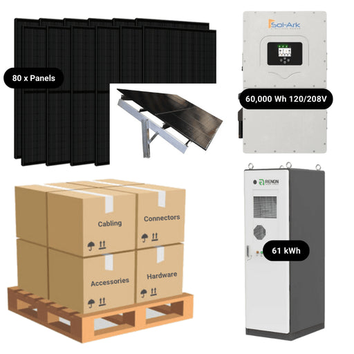 60kW Complete Solar Power System + Sol-Ark 60K Inverter + 60kWh Lithium Battery (Sol-Ark or RENON) + 80 x 415W Solar Panels + Setup Diagram [HVK-PRO] - ShopSolar: Complete Solar Kits + Lifetime Customer Support