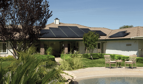 Home with solar panels on roof