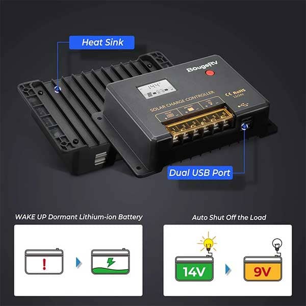 BougeRV Li 30Amp 12V/24V PWM Solar Charge Controller (Negative Ground) - ShopSolar.com