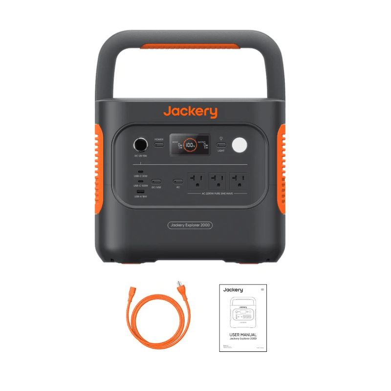 Jackery Explorer 2000 V2 Portable Power Station | 2,042Wh LiFePO4 Battery | 2,200W Output | UPS ≤20ms | 1.7-Hr Emergency Charge | 5-Year Warranty - ShopSolar: Complete Solar Kits + Lifetime Customer Support
