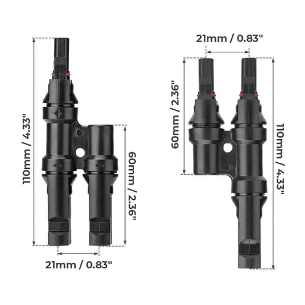 Solar Branch Connectors Y Connector in Pair MMF+FFM Parallel Connection (5 Pairs) - ShopSolar.com