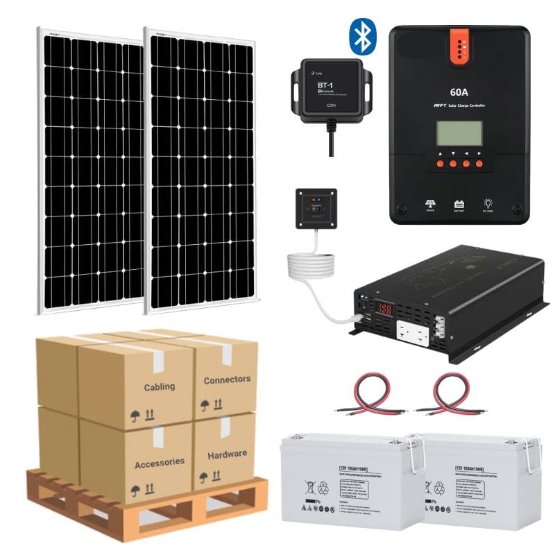 2 x 100ah AGM [1.2kWh] / 4 x 200W Rigid Solar Panels