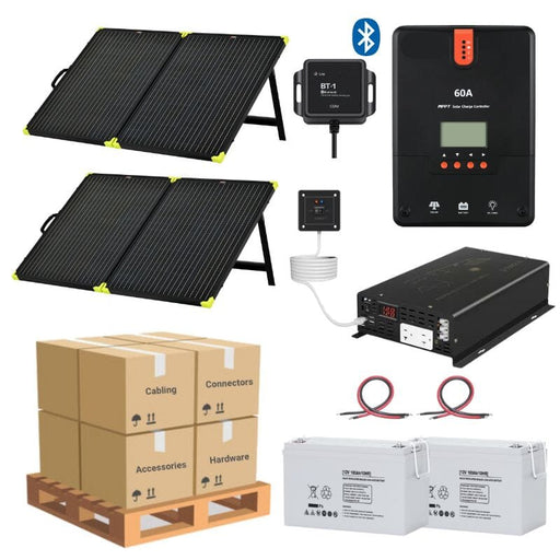 Complete Solar Panel Kit - 2,000W Pure Sine Inverter + [12V Battery Bank] + 2 x 200W Mono Solar Panels | Off-Grid, Mobile, Backup [LPK-PLUS] - ShopSolar.com