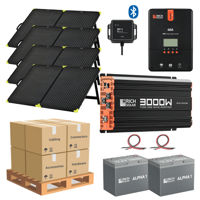 Lite Solar Power Kits [LPK-MAX] - 2 x 100ah Lithium [2.56kWh] / 4 x ...