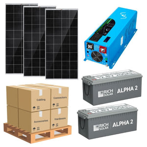 Complete Solar Panel Kit - 4,000W 12V Inverter / Charger 120/240 Output + Lithium Battery Bank + 3 x 200W Solar Panels | Well Pumps, Off-Gird [LPK-PRO]