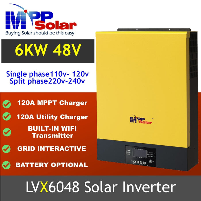 MPP Solar LVX6048 Hybrid Solar Inverter Split Phase 120V/240V Output | 2-Year Warranty - ShopSolar.com