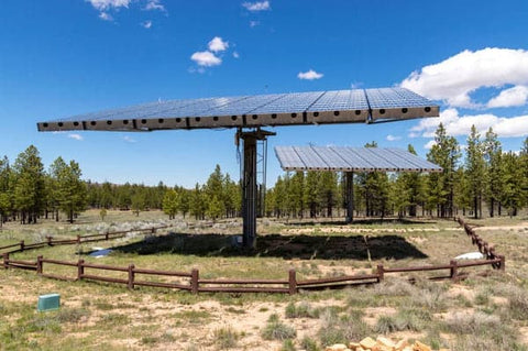 large solar panel setup in field