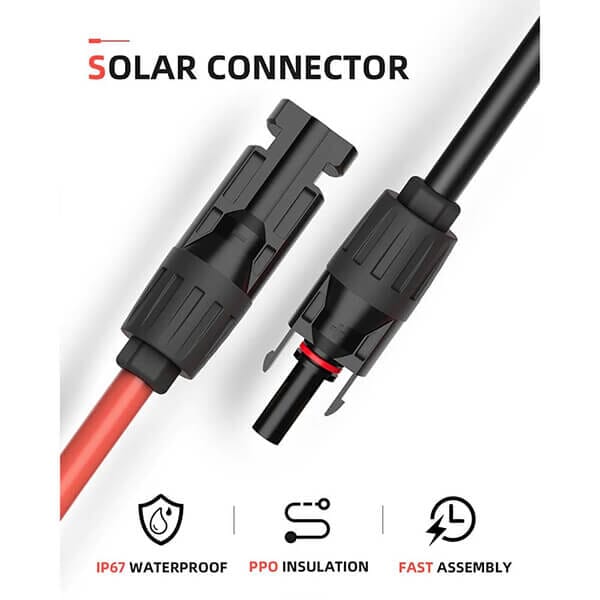 BougeRV Solar Extension Cable with Extra Free Connectors(xx FT Red+xx FT Black) - ShopSolar.com