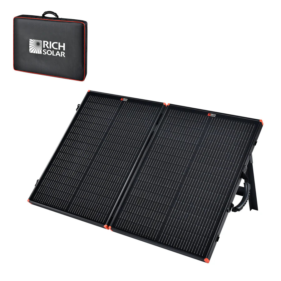MEGA 100 Portable Briefcase Solar Panel | 100 Watt Portable Solar Panel | High Efficiency | Compatible w/ EcoFlow, Bluetti, Hysolis, & More - ShopSolar: Complete Solar Kits + Lifetime Customer Support