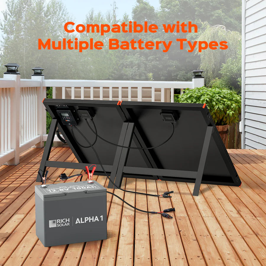 MEGA 200 Briefcase – 200 Watt 12V Portable Monocrystalline Solar Panel | Foldable Design + Kickstand | 25-Year Output Warranty - ShopSolar: Complete Solar Kits + Lifetime Customer Support