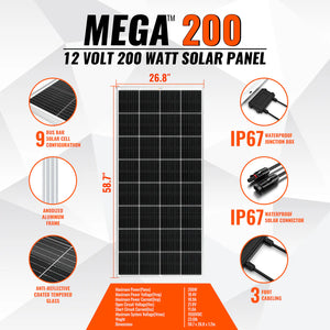 200 Watt Solar Panel | High Efficiency 12V Monocrystalline (19.98% Efficiency) | 25-Year Power Output Warranty - ShopSolar: Complete Solar Kits + Lifetime Customer Support