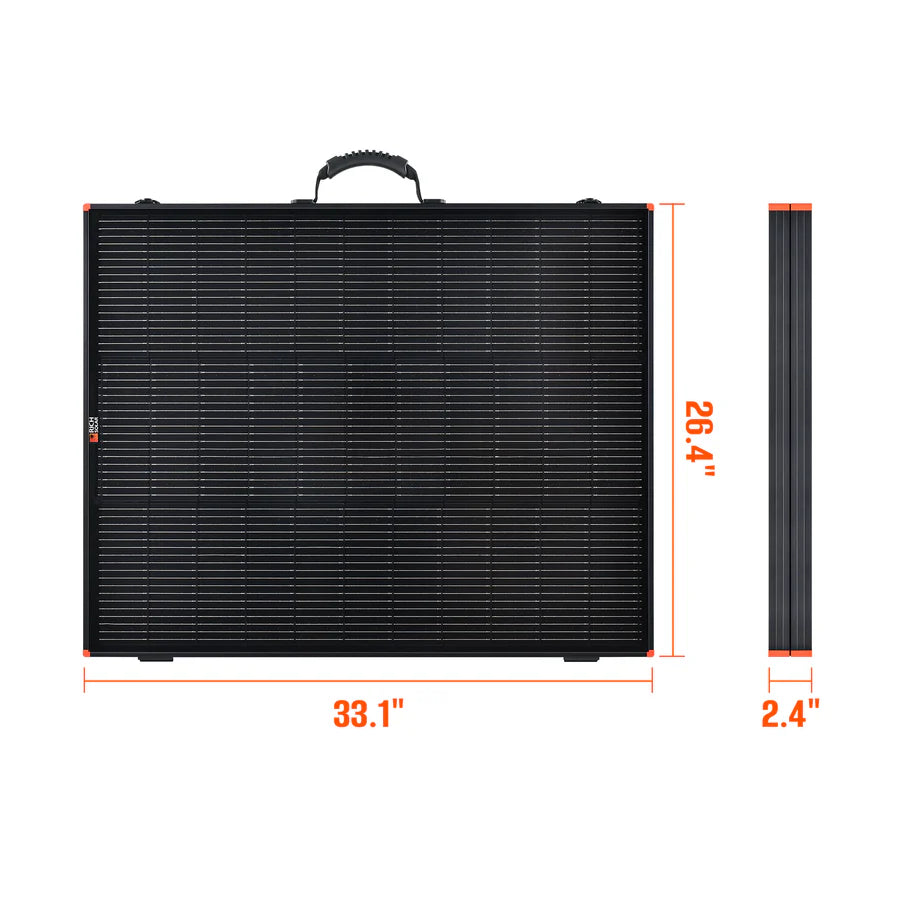 MEGA 200 Briefcase – 200 Watt 12V Portable Monocrystalline Solar Panel | Foldable Design + Kickstand | 25-Year Output Warranty - ShopSolar: Complete Solar Kits + Lifetime Customer Support