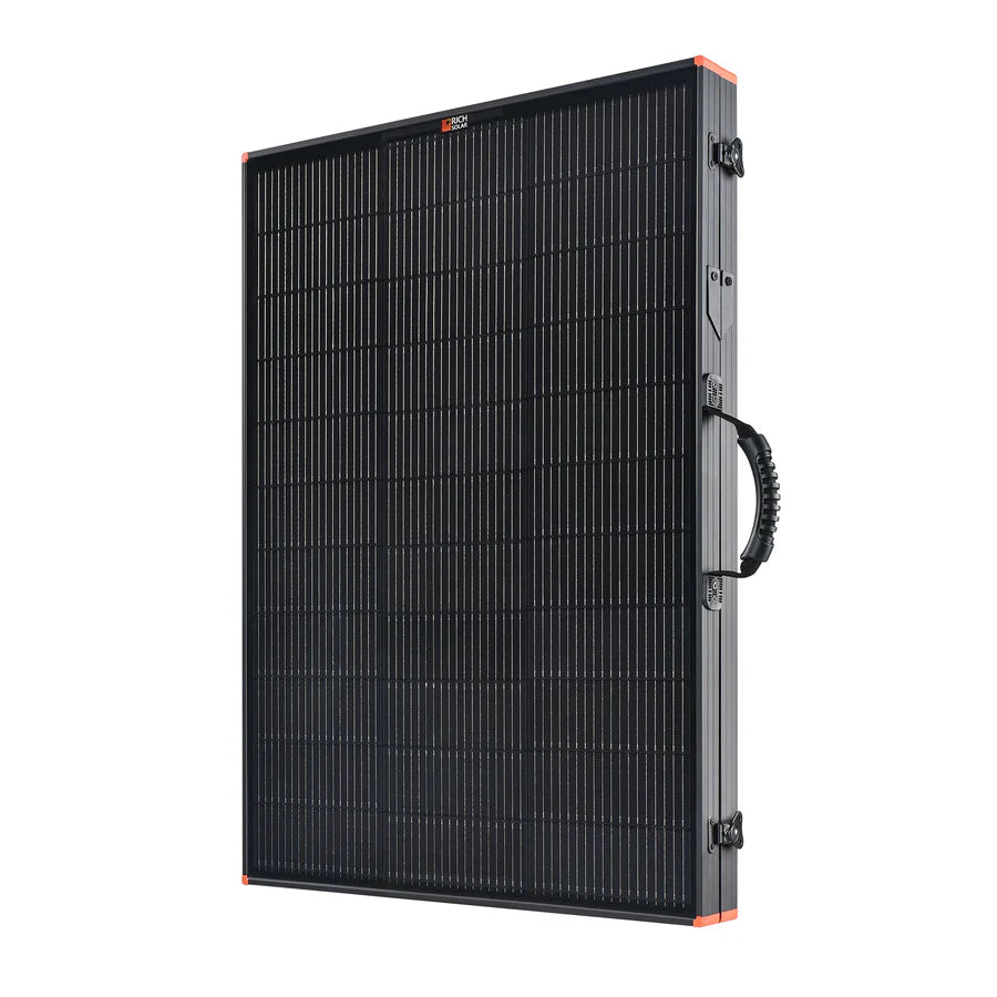 MEGA 200 Briefcase – 200 Watt 12V Portable Monocrystalline Solar Panel | Foldable Design + Kickstand | 25-Year Output Warranty - ShopSolar: Complete Solar Kits + Lifetime Customer Support