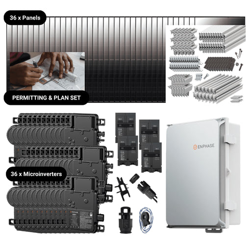 Complete Grid-Tie Solar Kit - 14.76kW Solar w/ Microinverters | 36 x 410W Solar Panels [MIK-PRO]