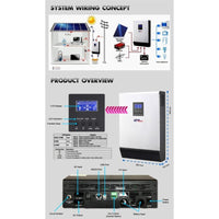 MPP Solar 3048LV-MK 120VAC 3000W 48V Off-Grid Solar Inverter + MPPT Solar Charger 80A, (PV input 145Vdc) + Battery Charger 60A 3048LV-MK (3KW 48V) - ShopSolar.com