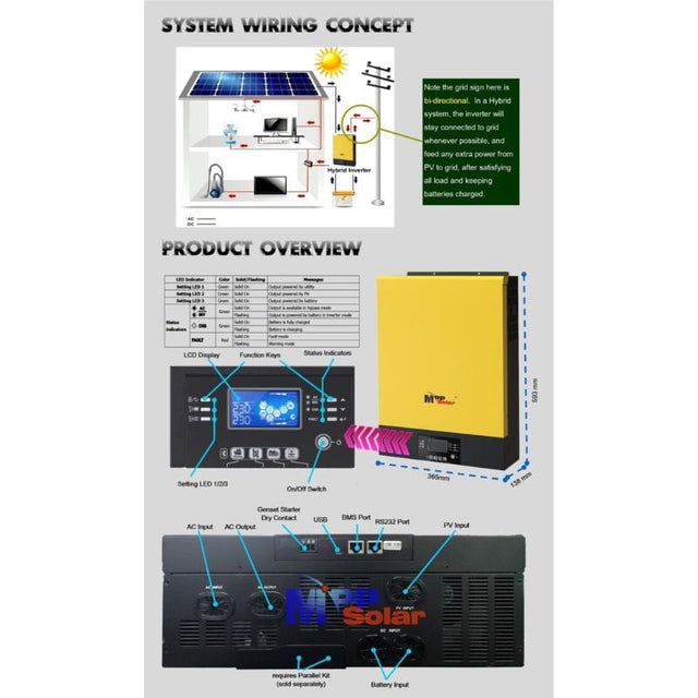 MPP Solar LVX6048 Hybrid Solar Inverter Split Phase 120V/240V Output | 2-Year Warranty - ShopSolar.com