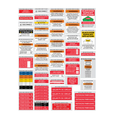 2026 NEC Code Pack - 80 pcs - Placards, Labels & Safety Stickers | Solar Inspection Requirement