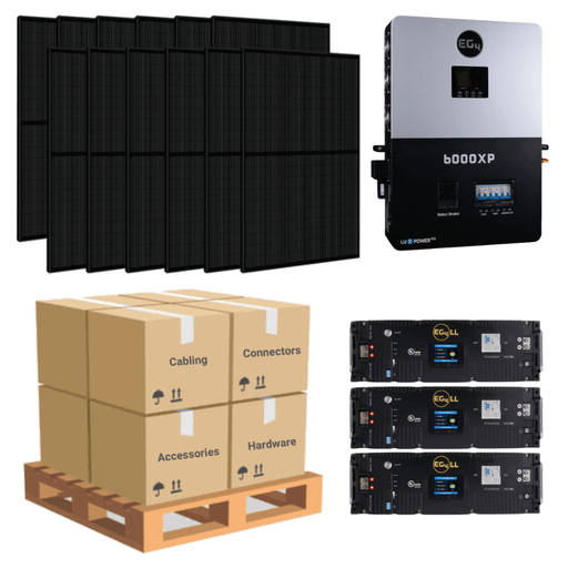 7.2kW Complete Solar Power System - 6,000W 120/240V [14.3kWh-15.36kWh Lithium Battery Bank] + 18 x 400W Mono Solar Panels | Includes Schematic [OGK-MAX] - ShopSolar.com