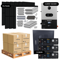 7.38kW Complete Solar Power System - 8,000W 120/240V [14.3kWh-15.36kWh Lithium Battery Bank] + 18 x 410W Mono Solar Panels | Includes Schematic [OGK-MAX]