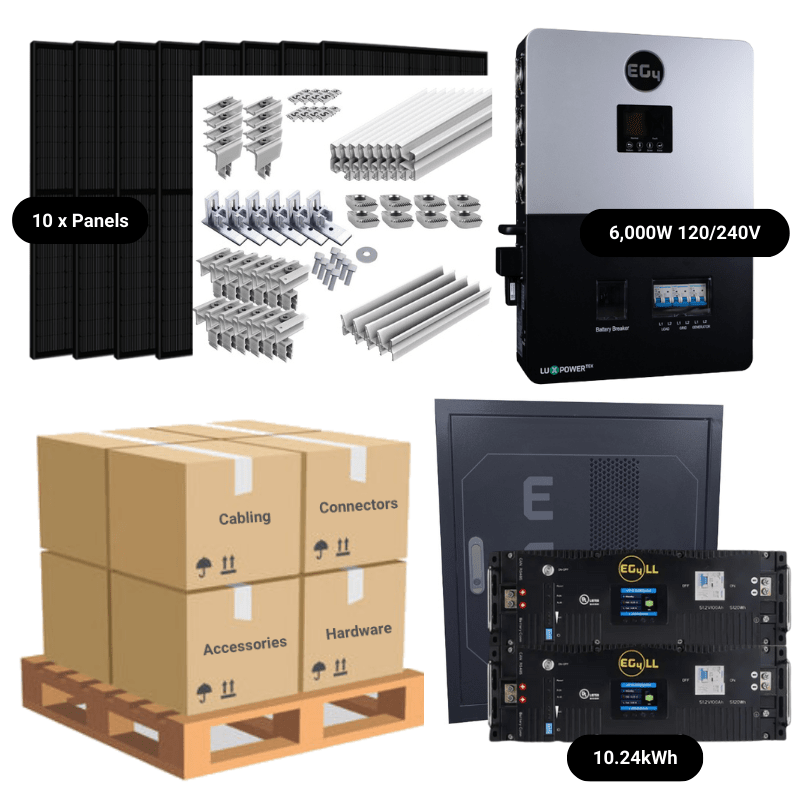 4.4kW Complete Solar Kit - EG4 6000XP Inverter - 10-16kWh Lithium Battery [PRIME PLUS]
